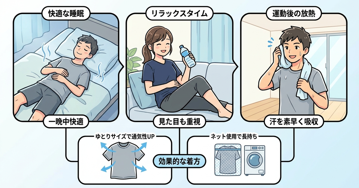 夏用リカバリーウェアを実際に使う場面と、効果を引き出す着方を確認しておく